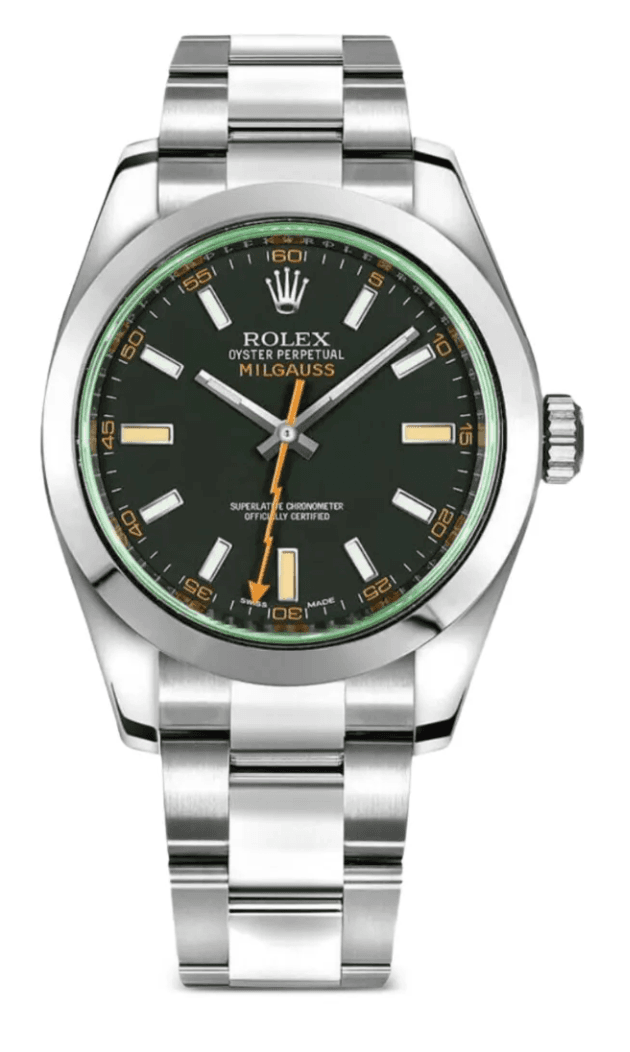 Rolex Milgauss 116400 GV with green sapphire crystal