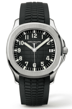 Patek Philippe Aquanaut 5167A-001 in stainless steel with black embossed checkerboard dial on tropical composite strap — calibre 26-330 SC, 40.8mm