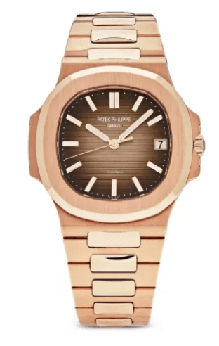 Patek Philippe Nautilus 5711/1R-001 in 18k rose gold with brown sunburst embossed dial and integrated rose gold bracelet — discontinued 2022