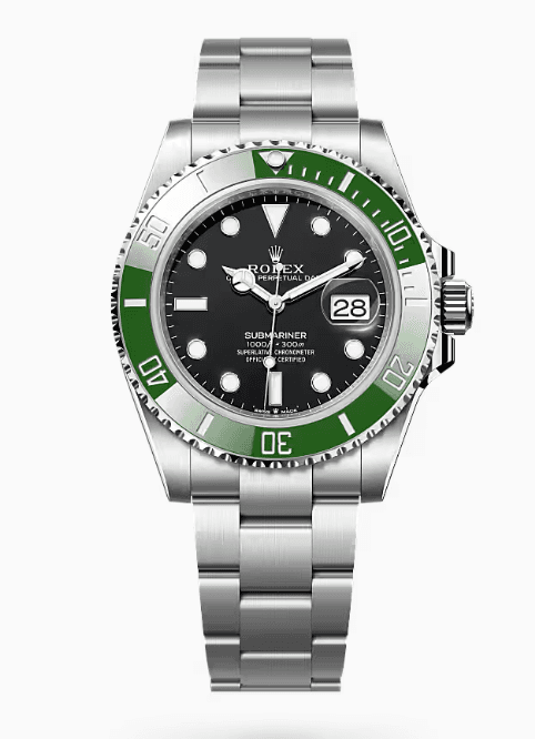 Rolex Submariner 126610LV Kermit with green Cerachrom ceramic bezel and black dial on Oyster bracelet — 41mm Oystersteel dive watch